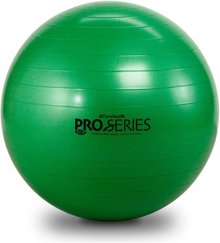 THERABAND Exercise Ball, Professional Series Stability Ball with 65 cm Diameter for Athletes 57 to 61 Tall, Slow Deflate Fitness Ball for Improved Posture, Balance, Yoga, Pilates, Core, Green