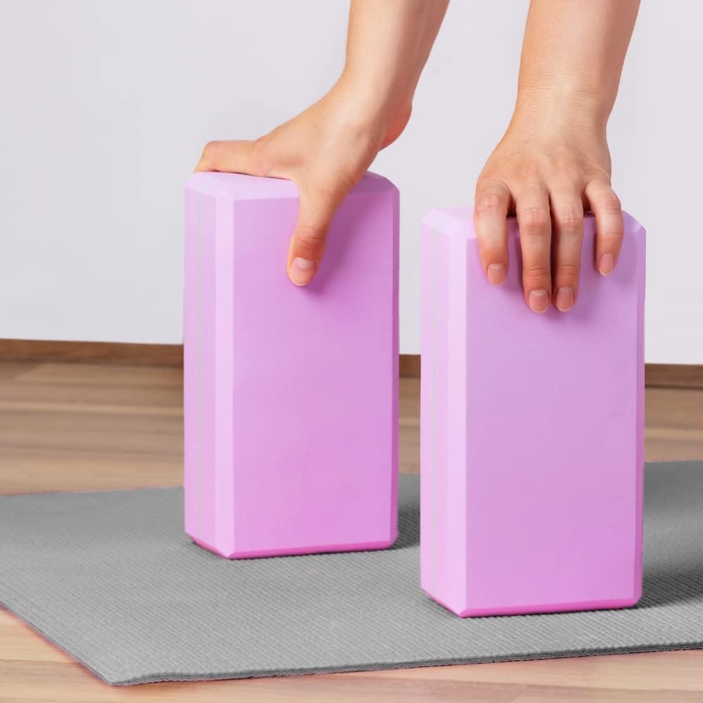 Golberg Foam Yoga Block – For Fitness, High Intensity Support and Improving Strength or Flexibility Pink/Green/Dark Green/Purple/Blue – 1/2/4 Pack