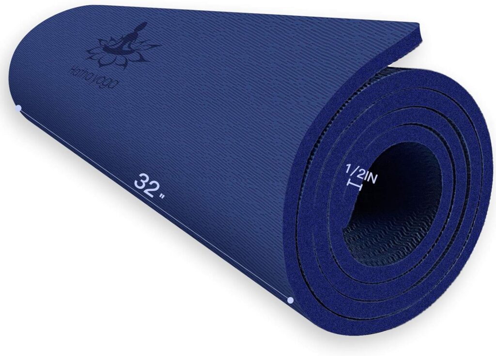 Hatha Yoga Extra Thick TPE Yoga Mat - 72x 32 Thickness 1/2 Inch -Eco Friendly SGS Certified - With High Density Anti-Tear Exercise Bolster For Home Gym Travel  Floor Outside