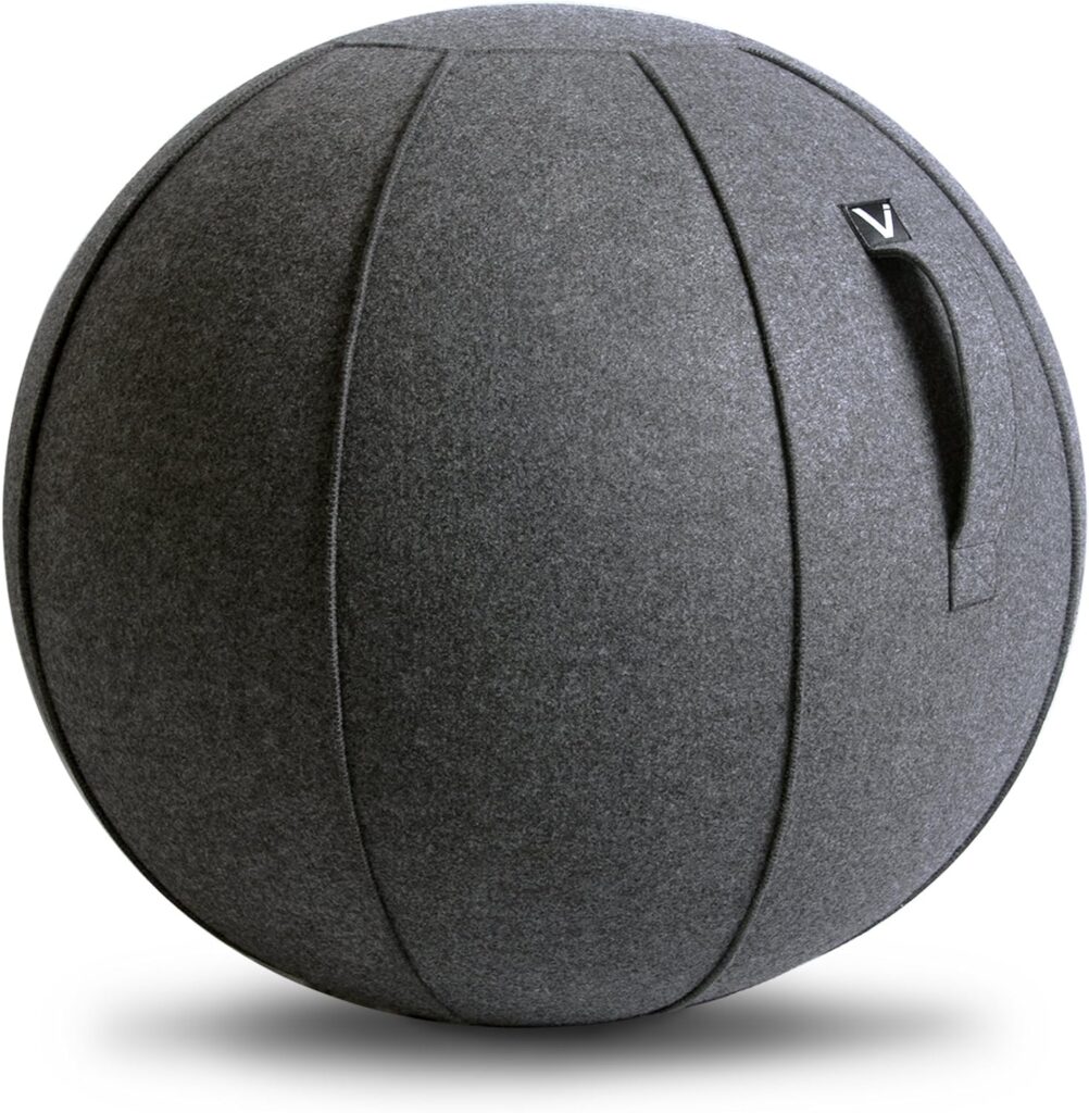 Luno Exercise Ball Chair, Anthracite Cover, Felt, Max Size (25 to 26 inches), for Home Offices, Balance Training, Yoga Ball