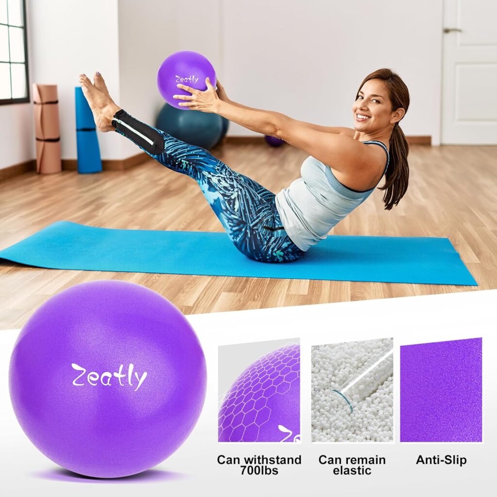 9 Inch Mini Exercise Ball for Pilates, Yoga, and Core Training, Small Exercise Ball with Pump, Guide for Physical Therapy, Balance, Stability, and Stretching, Ideal for Home land Office Fitness