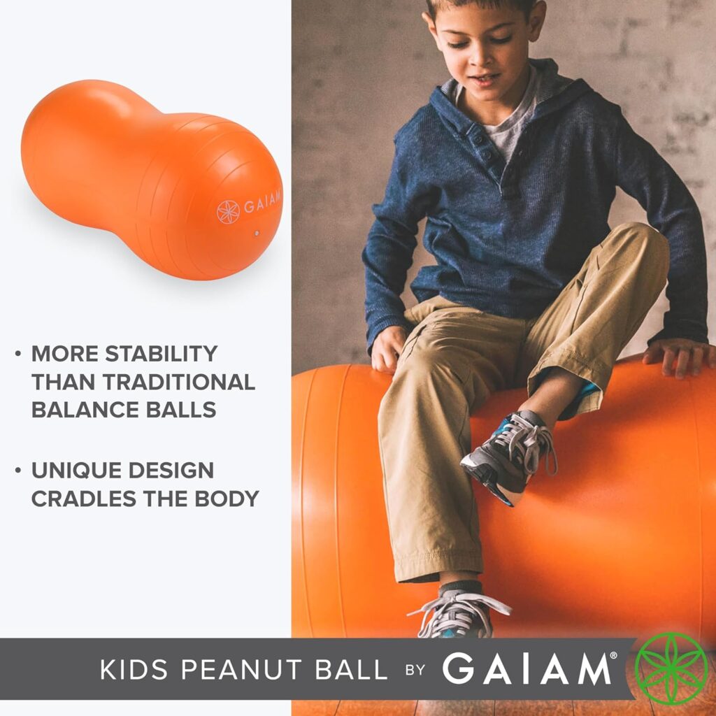 Gaiam Kids Active Seat Peanut Shaped Bounce Desk Chair -Exercise Yoga Balance Sitting Ball - Sensory Toys- Flexible Seating, Wiggle Seat for Boys and Girls