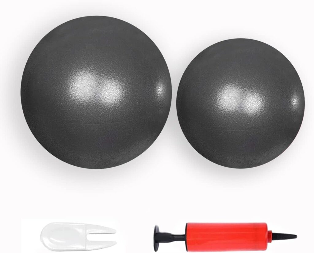 JUFANGFIN 2 Pcs Pilates Exercise Ball Mini 6 Inch Yoga Ball with Pump,Small Barre for Workout Fitness Balance Physical Therapy,Improve Stability Core Training Anti Burst Balls for Home