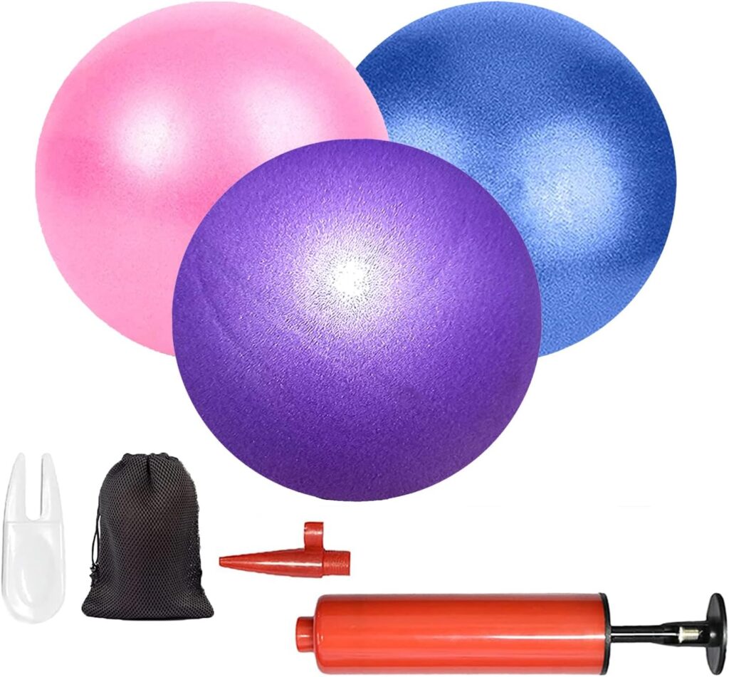 Mini Pilates Exercise Yoga Ball, 6 Inch Small Inflatable Exercise Yoga Ball,Core Training and Physical Therapy Equipment, Improves Balance for Home  Gym  Office with Pump