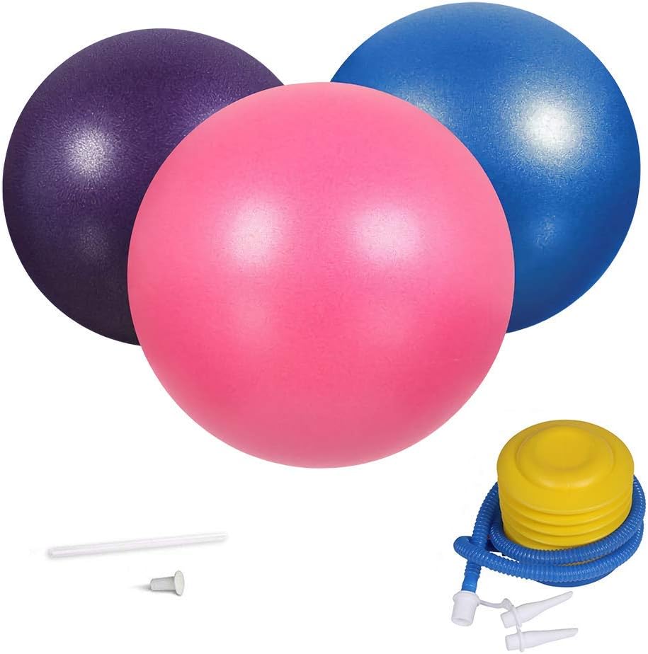 3Pcs Mini Exercise Balls, 9-10 Inch Professional Grade Anti Burst Heavy Duty and Slip Resistant Small Pilates Ball for Yoga Fitness Stability Barre Balance Training Physical Therapy