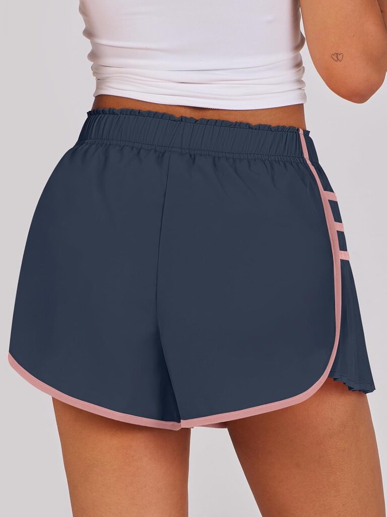 Caracilia Womens Workout Shorts Flowy Pleated Athletic Running Skort 2024 Trendy Summer Clothes