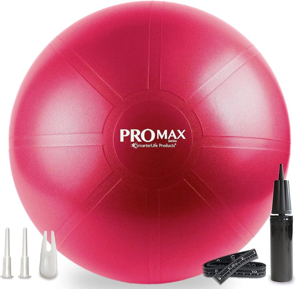 SmarterLife PRO MAX Workout Exercise Ball for Fitness, Yoga, Balance, Stability, or Birth Ball for Pregnancy and Labor, Great as Yoga Ball Chair for Office or Home Gym Equipment