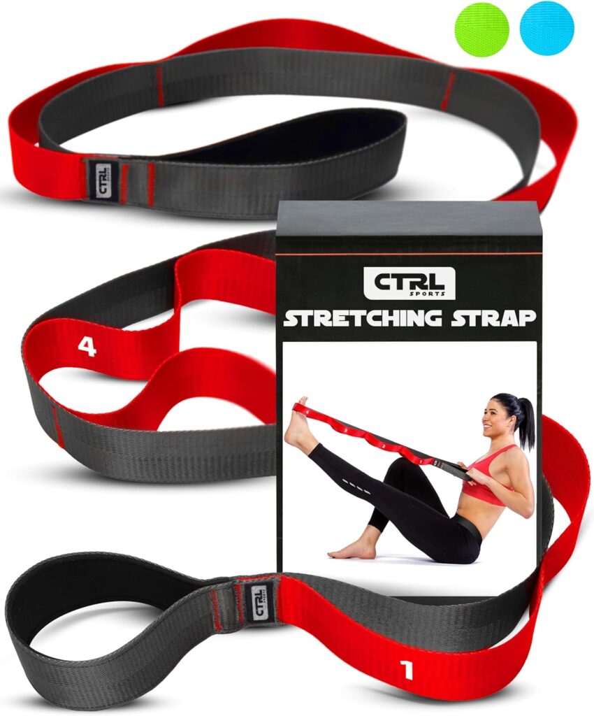 Stretching Strap with Loops - Non Elastic Stretch Band for Physical Therapy, Yoga Strap for Stretching Equipment, Stretch Bands for Exercise and Flexibility - Fascia, Hamstring  Leg Stretcher Belt