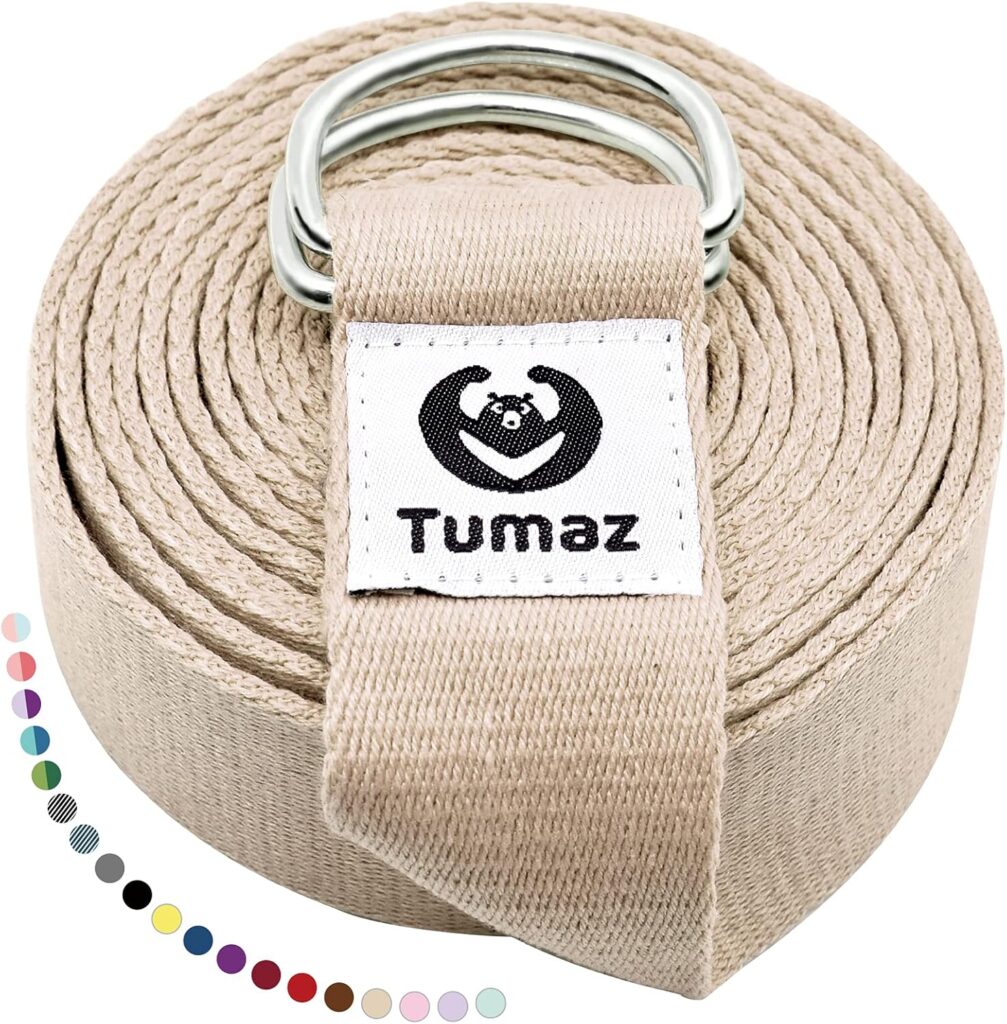 Tumaz Yoga Strap/Stretch Bands [15+ Colors, 6/8/10 Feet Options] with Extra Safe Adjustable D-Ring Buckle, Durable and Comfy Delicate Texture - Best for Daily Stretching, Physical Therapy, Fitness