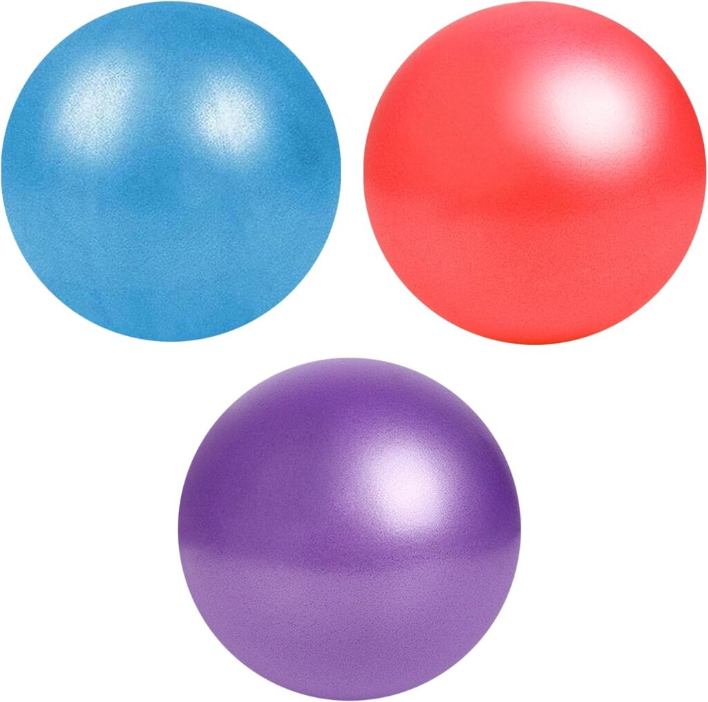 3PACK 9 Inch Mini Exercise Ball,Yoga Ball,Pilates Ball,Pilates,Yoga,Core Training and Physical Therapy,Improves Balance (Home  Gym  Office) (3-Light Blue-Red-Purple,23cm)