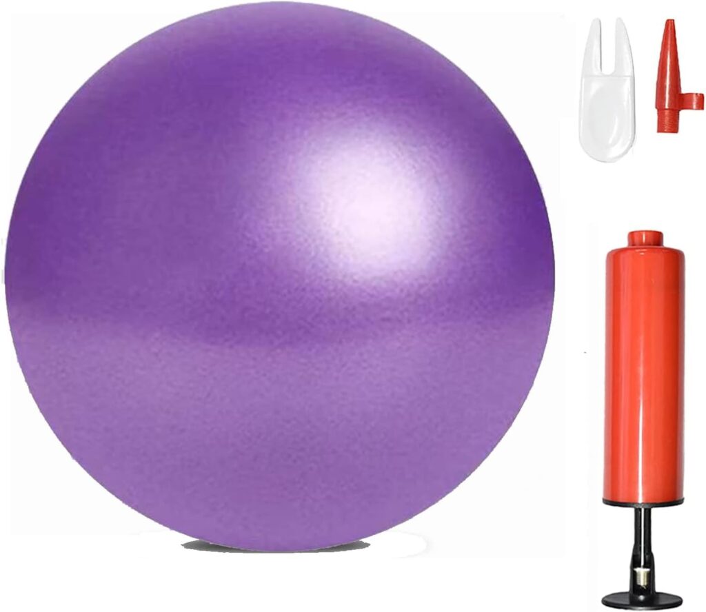 8 Inch Mini Exercise Pilates Yoga Ball, Stability Ball for Yoga, Barre, Training and Physical Therapy- Improves Balance, Core Strength Yoga Ball with Inflate Pump(Purple)