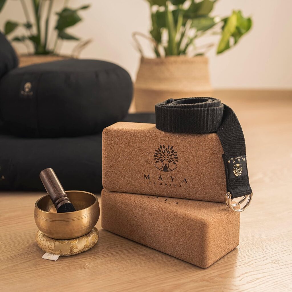 Cork Yoga Block by MAYA LUMBINI - Made in Portugal with Sustainable Portuguese Cork - Yoga Prop and Accessory, Rounded Edges, Lightweight, Firm, Non Slip for Yoga, Pilates, Meditation 9x4x3