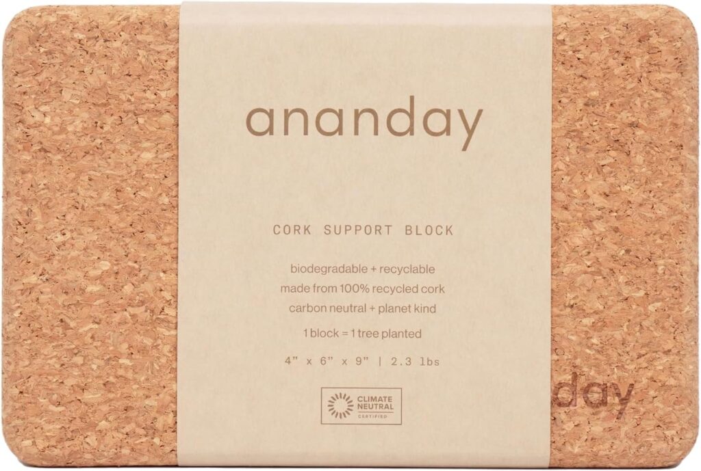 Cork Yoga Block - Non-Slip, Lightweight, Eco-Friendly  Supportive for Better Balance, Alignment, Flexibility  Strength - Non-Slip Surface for Stability  Countered Edges for Comfort