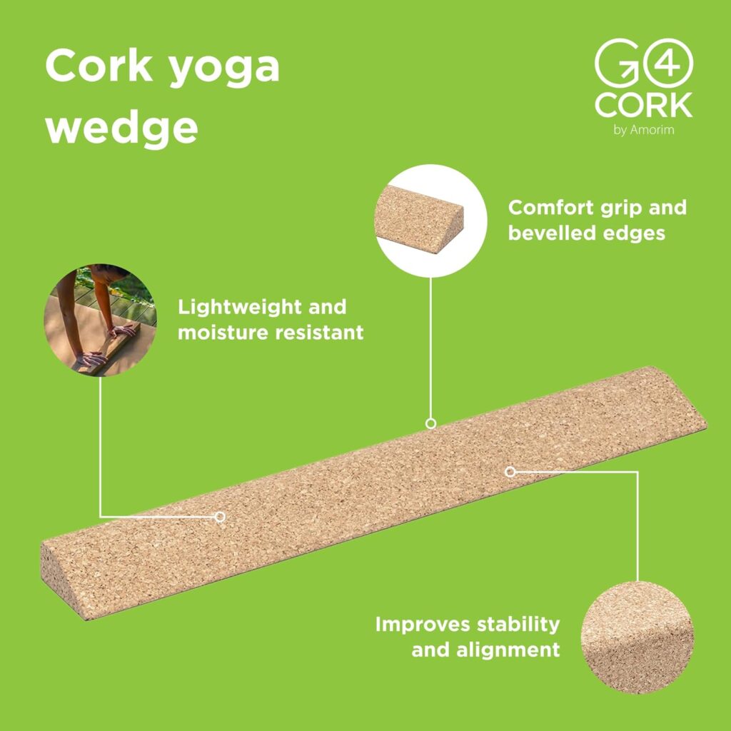 Go4Cork Cork Yoga Wedge - 24 x 4 x 1.4 | Provides Stability for Yoga, Pilates  Workouts | Non-Toxic, Alternative To Foam | Odorless, Soft, Non-Slip | Sustainable  Eco Yogi Gift